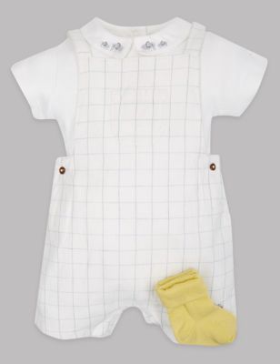 3 Piece Cotton Rich Dungarees Outfit